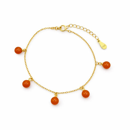 S925 Gold Plated Round Jade Chain Bracelet