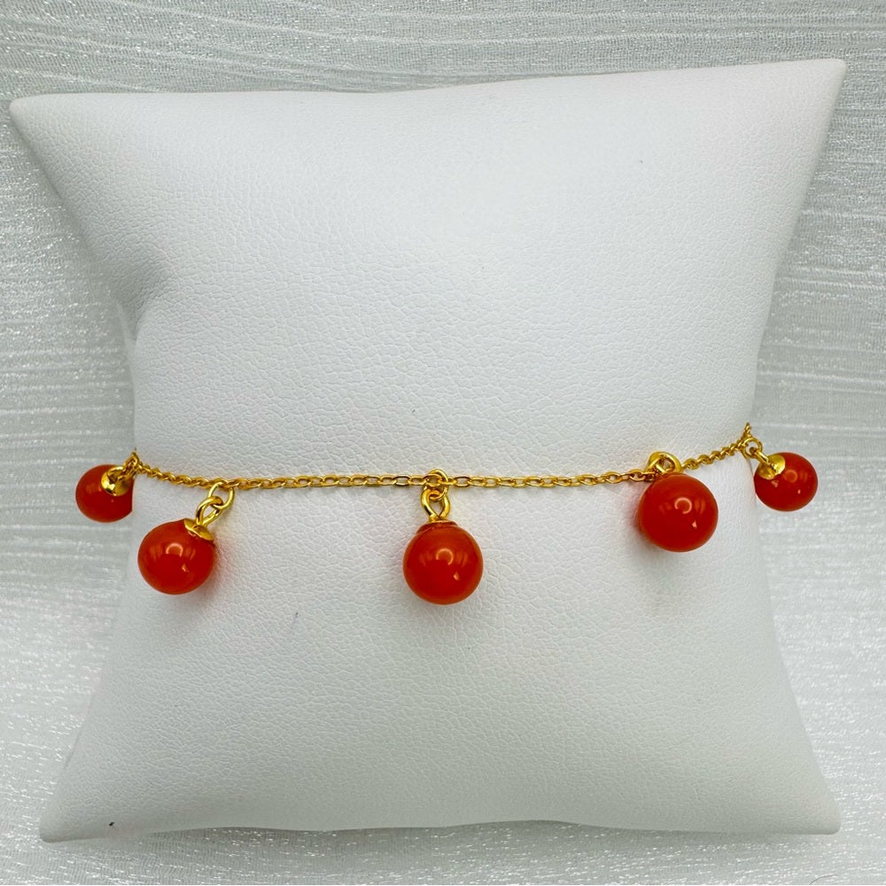 S925 Gold Plated Round Jade Chain Bracelet
