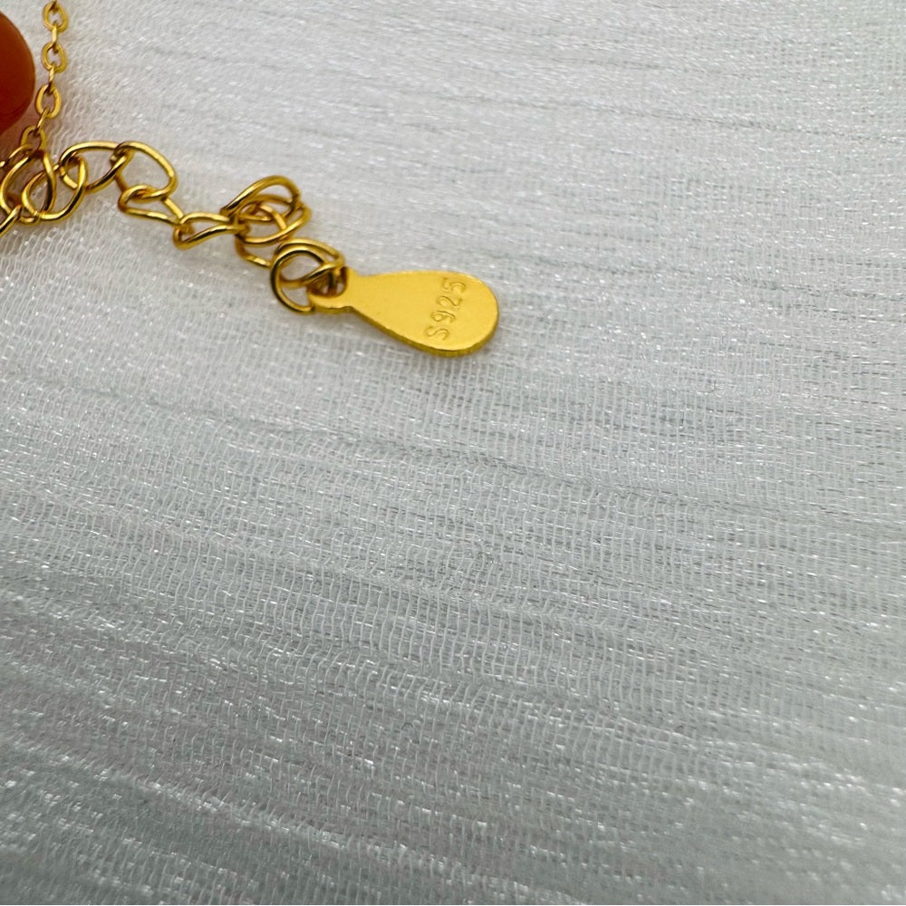 S925 Gold Plated Round Jade Chain Bracelet