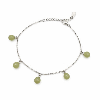 S925 Round Jade Chain Bracelet