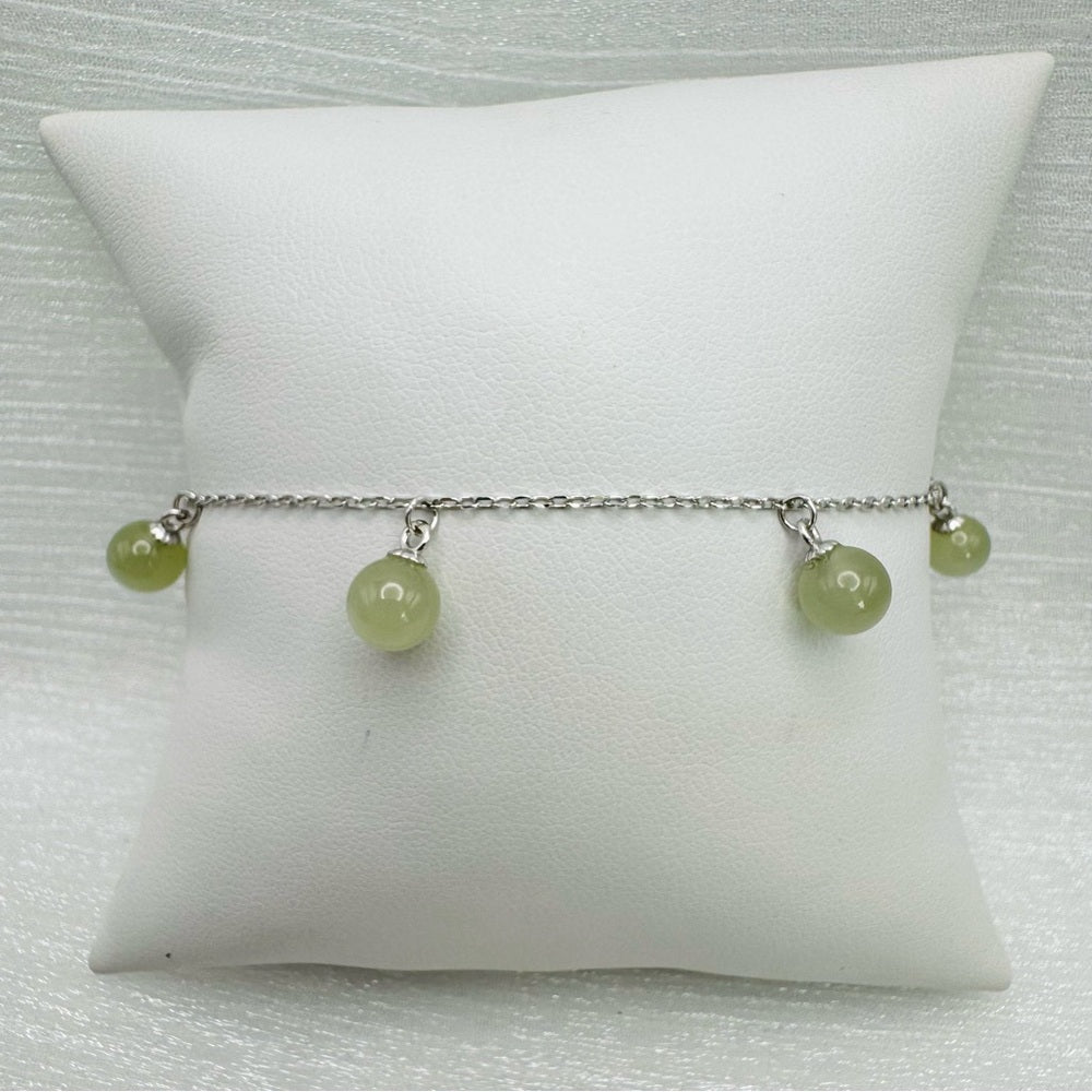 S925 Round Jade Chain Bracelet