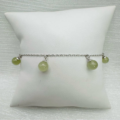 S925 Round Jade Chain Bracelet