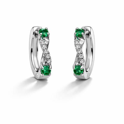 S925 Emerald and Crystal Huggie
