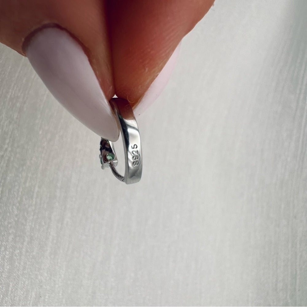 S925 Emerald and Crystal Huggie