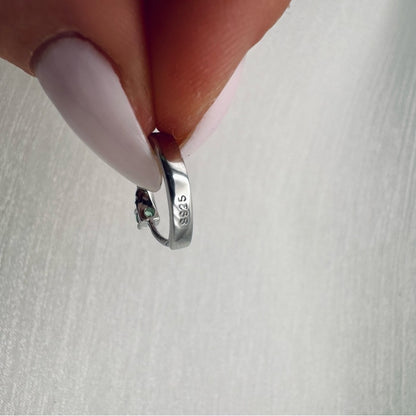 S925 Emerald and Crystal Huggie