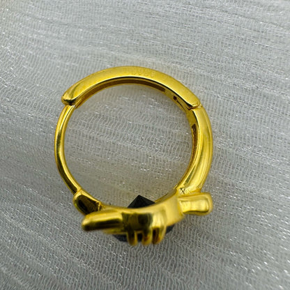 S925 Gold Plated Black Onyx Cat Earrings