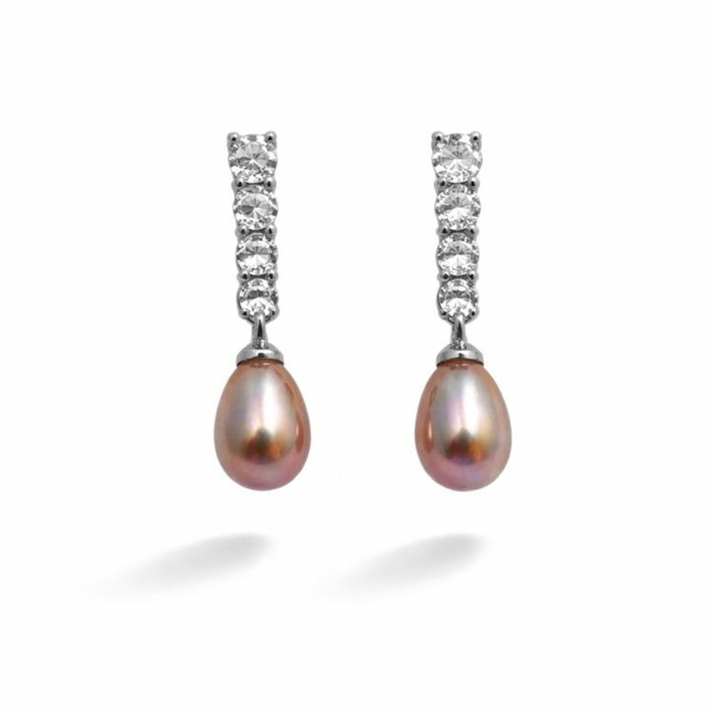 S925 Freshwater Pearl and Crystal Dangle Earrings