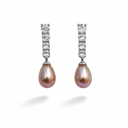 S925 Freshwater Pearl and Crystal Dangle Earrings