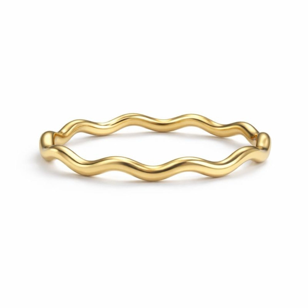 S925 Gold Dipped Wavy Band Ring