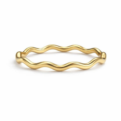 S925 Gold Dipped Wavy Band Ring