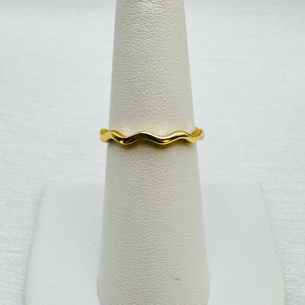 S925 Gold Dipped Wavy Band Ring