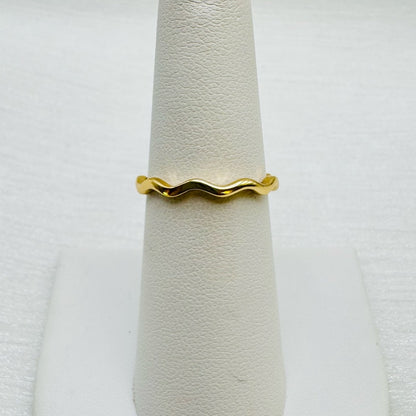 S925 Gold Dipped Wavy Band Ring
