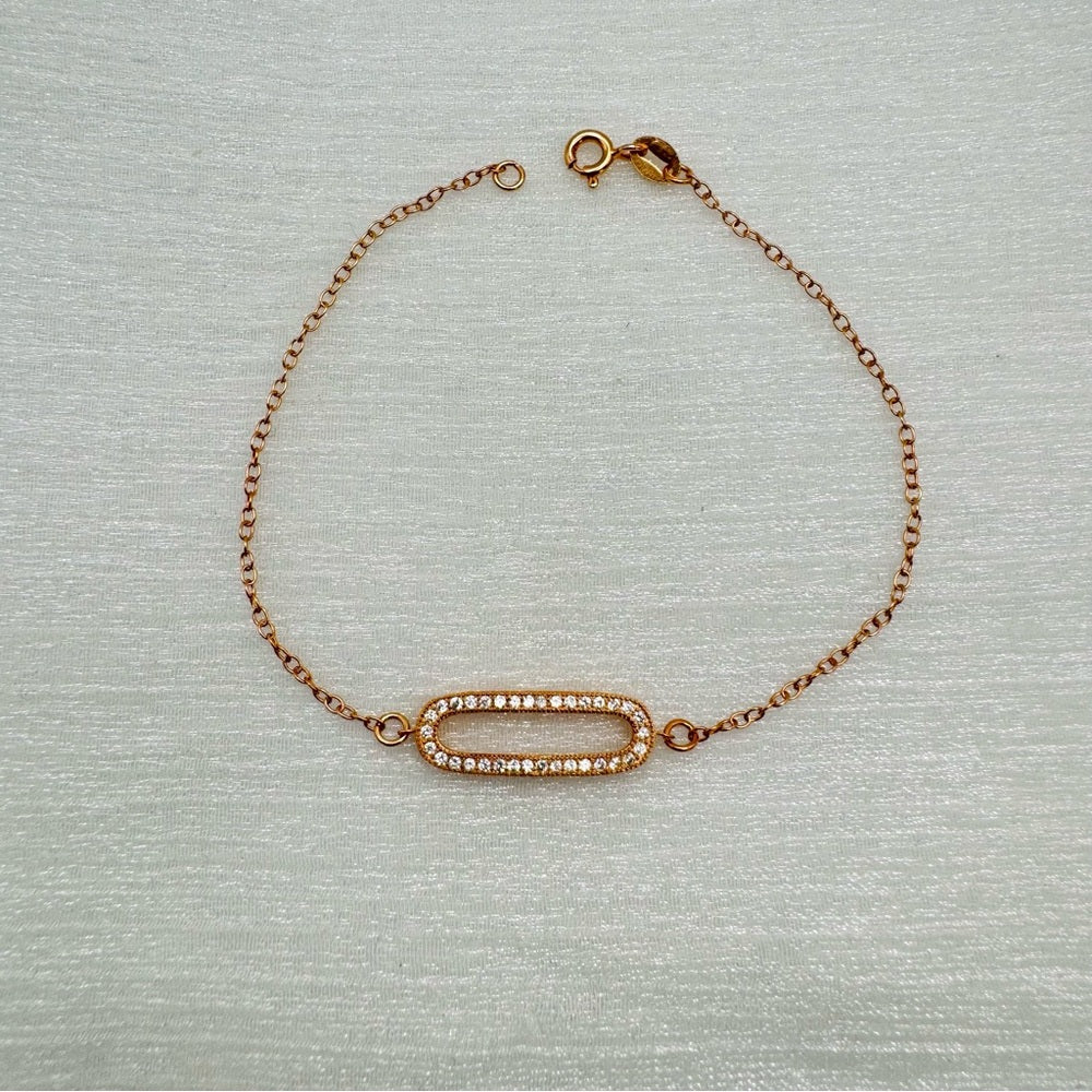 S925 Rose Gold Oval Link Bracelet 7.5”