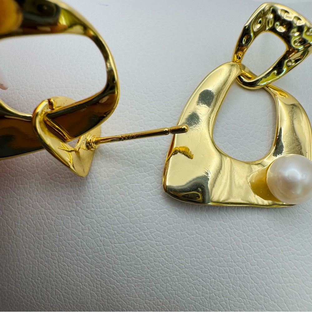 Funky Geometric Pearl Earrings