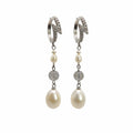Freshwater Pearl and Crystal Dangle Earrings
