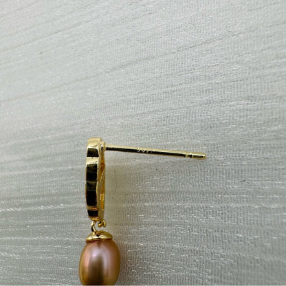 S925 Gold Plated Mother of Pearl & Freshwater Pearl Dangle Earrings