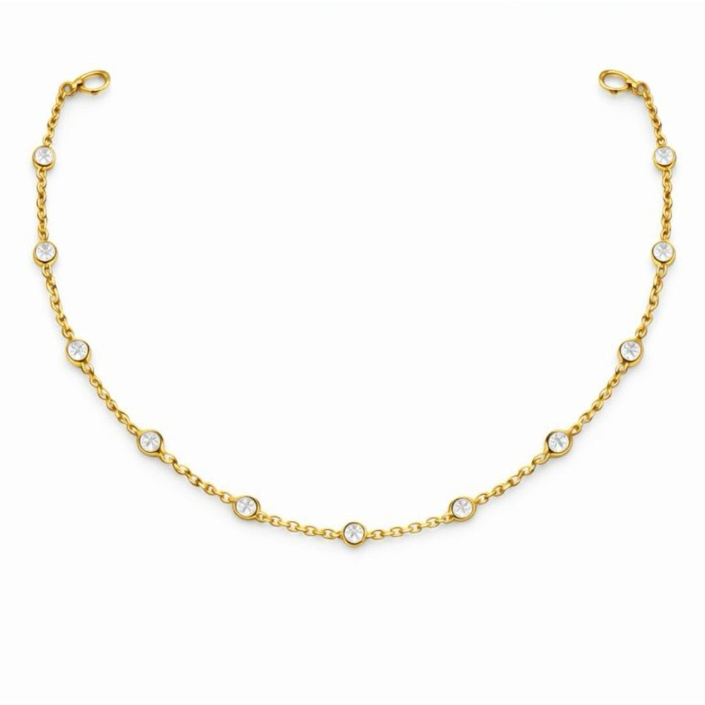 Gold Bezel Crystal Necklace 24”
