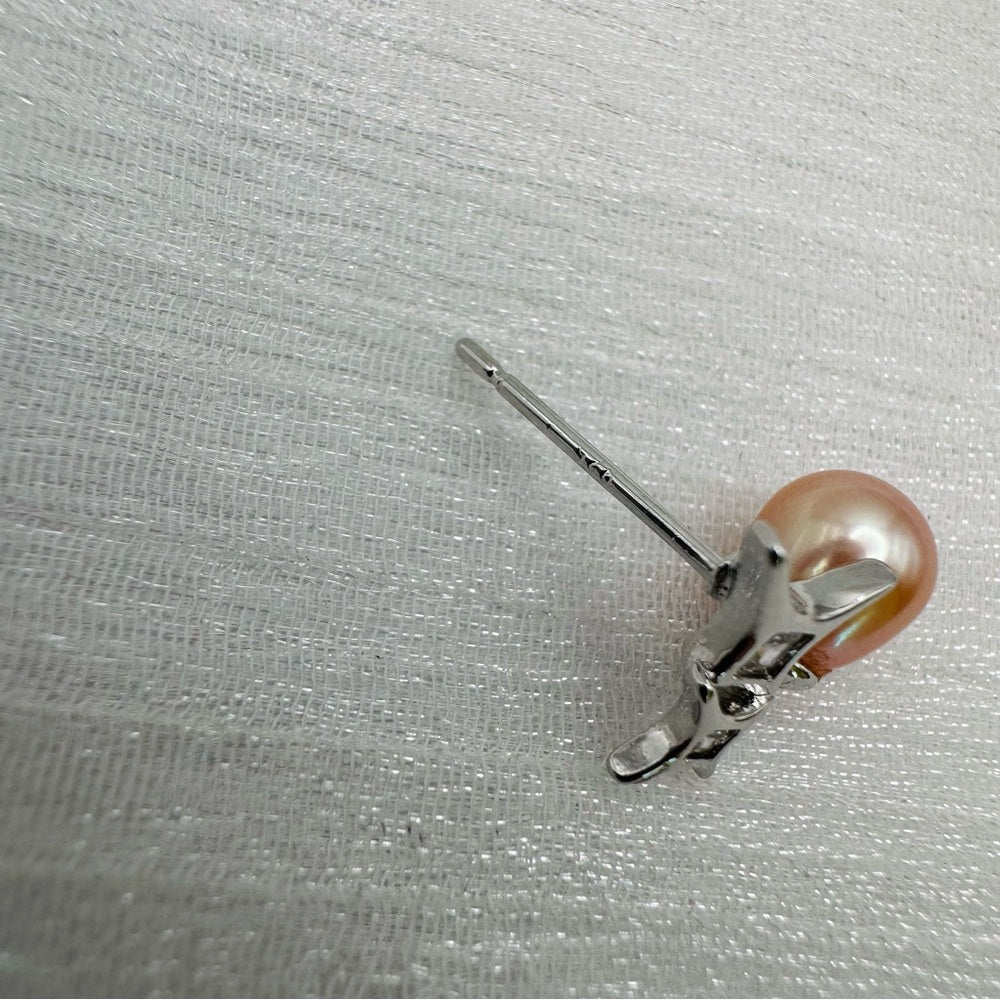 S925 Starburst & Freshwater Pearl Dangle Earrings