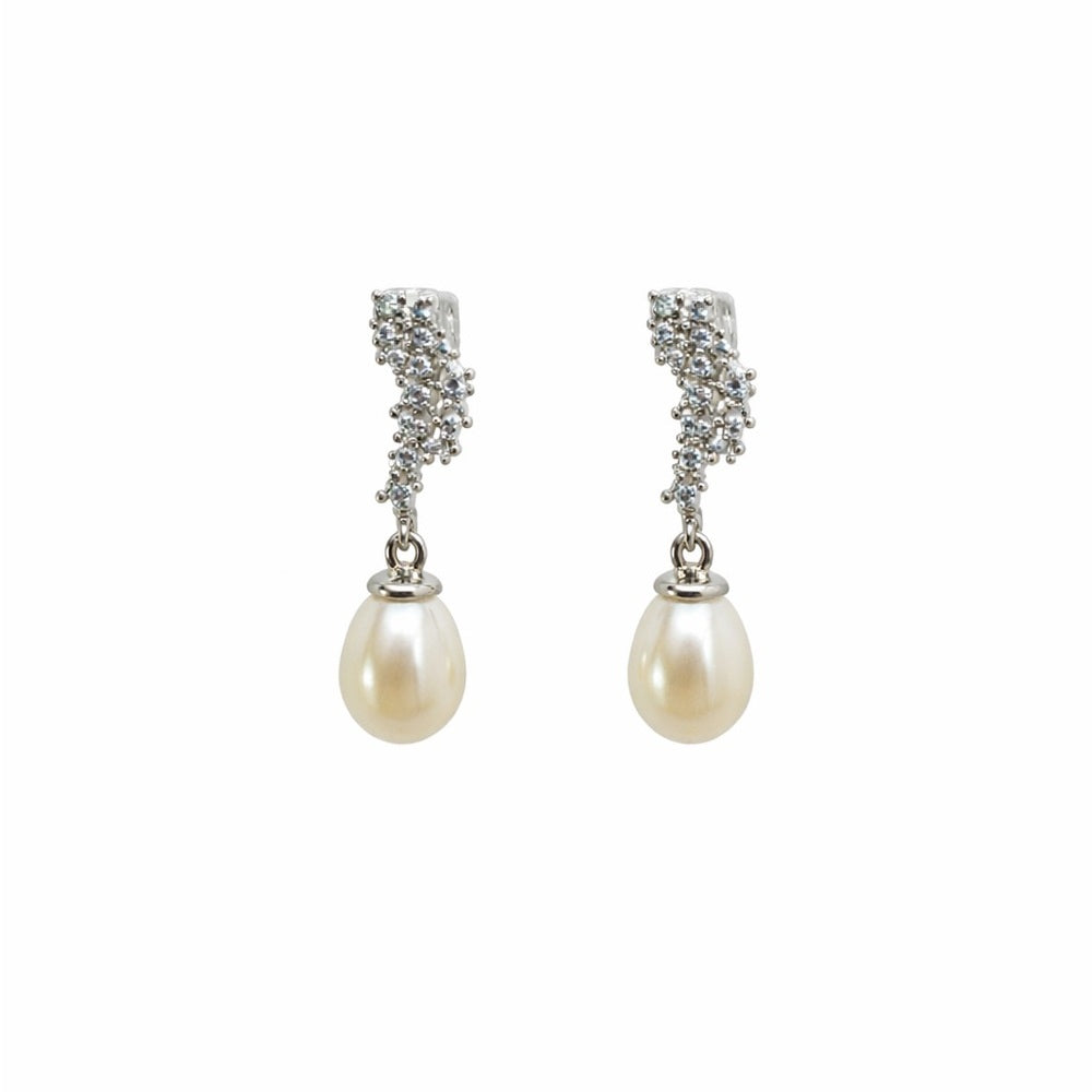 Pavé Crystal & Freshwater Pearl Dangle Earrings