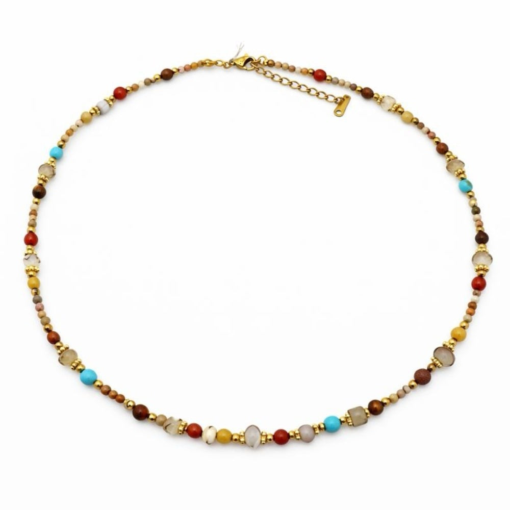 Tiger’s Eye, Carnelian, and Turquoise Necklace #61