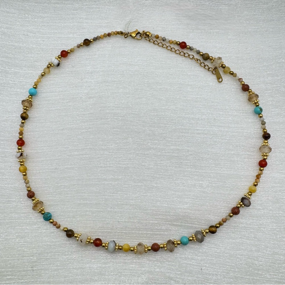 Tiger’s Eye, Carnelian, and Turquoise Necklace #61