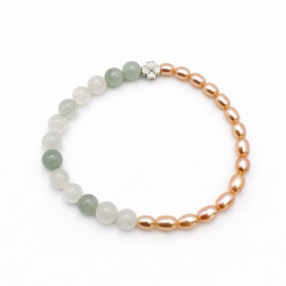 Jade & Freshwater Pearl Stretchy Bracelet #45