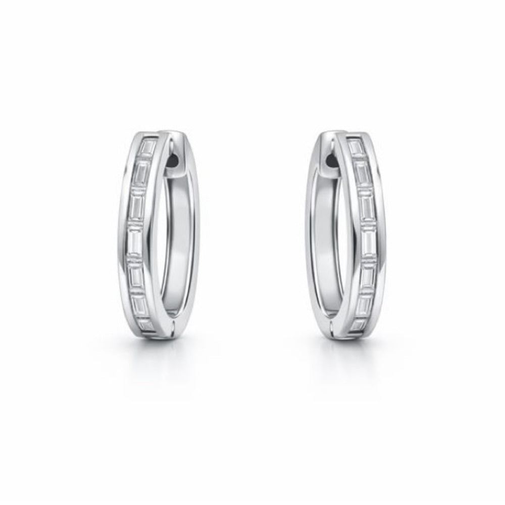1.12 CT Total Moissanite Baguette Diamond Huggie Earrings