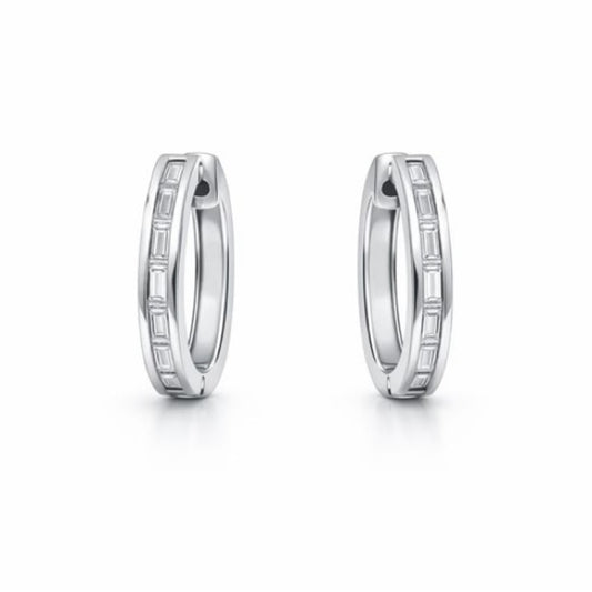 .56 CT * 2 Moissanite Baguette Diamond Huggie Earrings