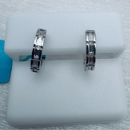 1.12 CT Total Moissanite Baguette Diamond Huggie Earrings