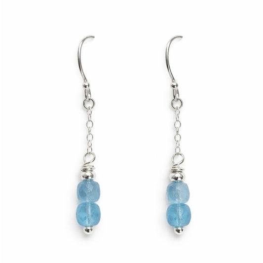 #1202 S925 Santa Maria Aquamarine Dangle Earrings