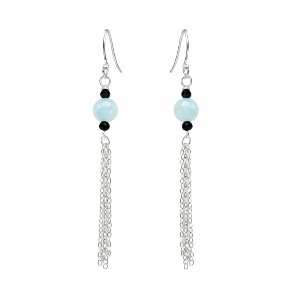 #1162 S925 Green Moonstone and Spinel Dangle Earrings