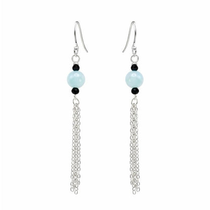 #1162 S925 Green Moonstone and Spinel Dangle Earrings