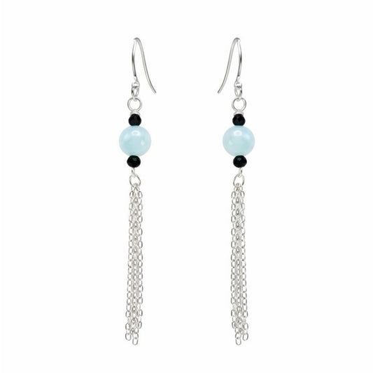 #1162 S925 Green Moonstone and Spinel Dangle Earrings