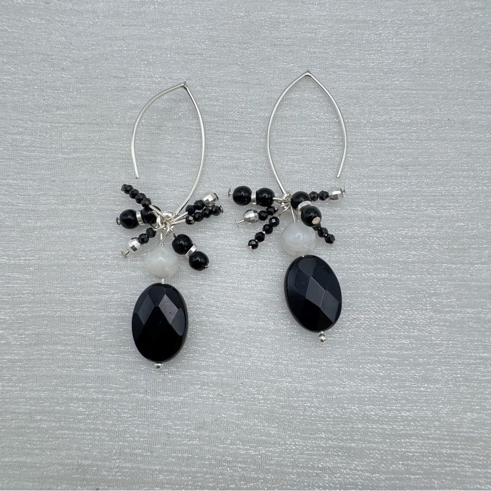 #1121 S925 Black Onyx, Moonstone and Spinel Threaders