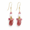 White Moonstone and Strawberry Quartz Dangle Earrings (#1130)
