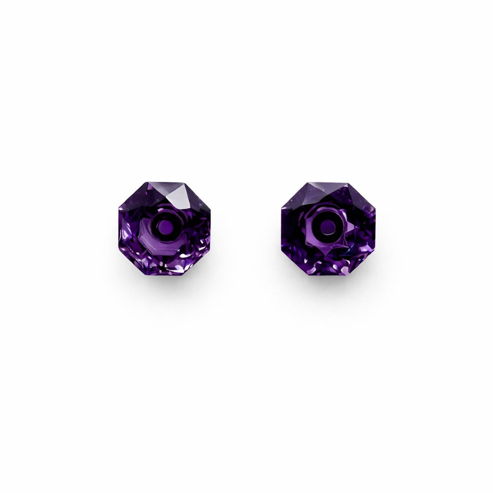 Amethyst Hexagon Faceted Stud Earrings
