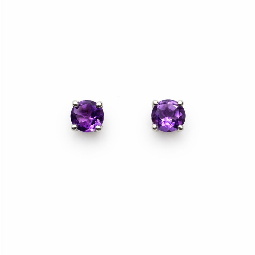 Round Amethyst Stud Earrings