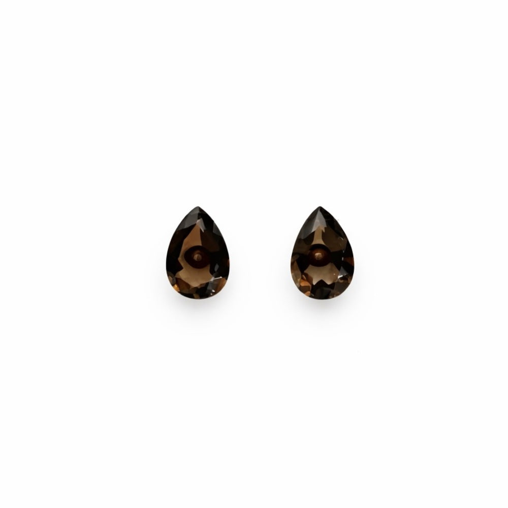 Smoky Quartz Teardrop Stud Earrings