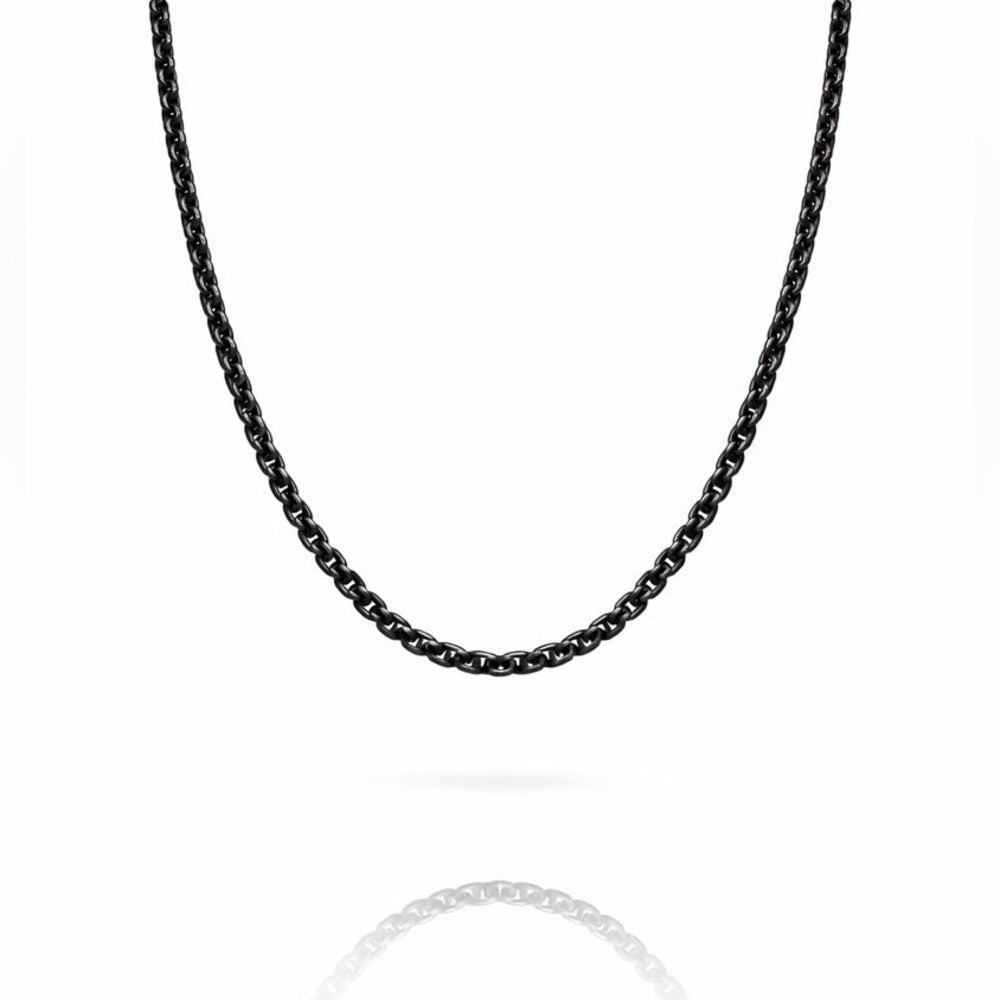 2mm Black Rolled Box Link Chain
