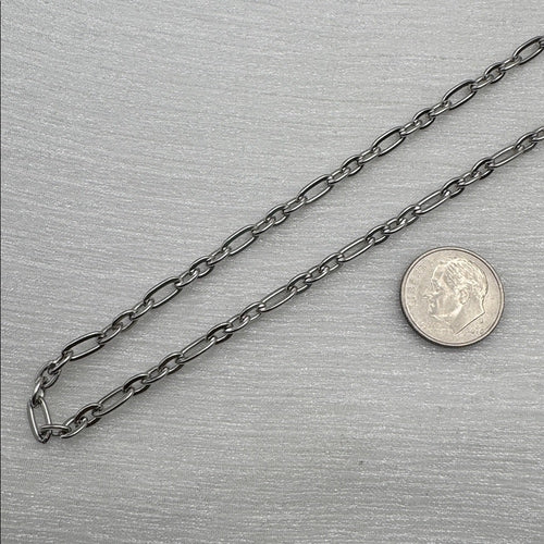 4mm Silver Mixed Paperclip Chain
