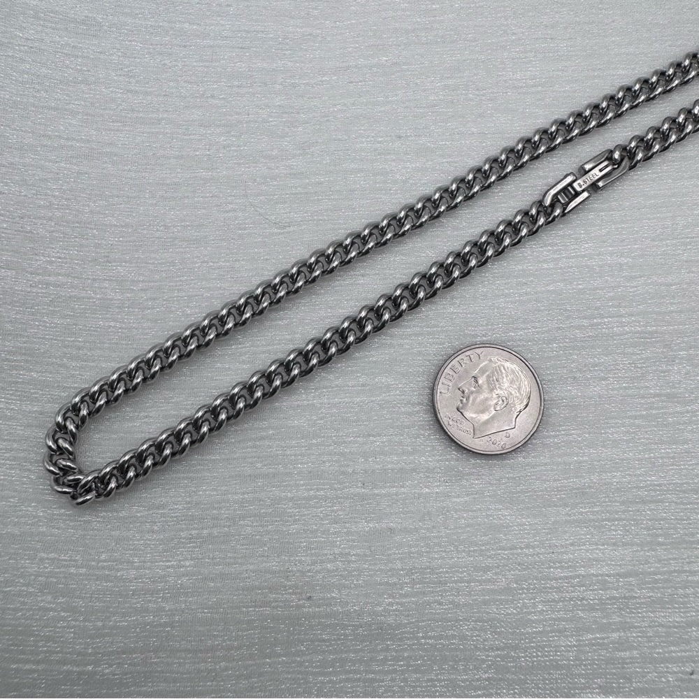 4mm Silver Cuban Link Chain w/ Box Clasp