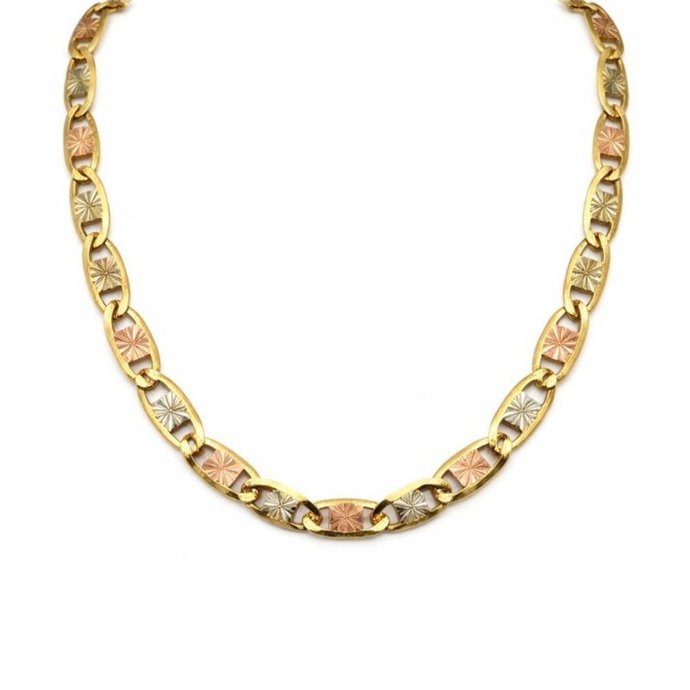 Solid 14k Gold Diamond Cut Tri Color Mariner