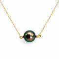 14kt Gold Tahitian Perfect Round Pearl Necklace AAA Quality