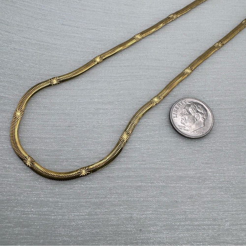 3mm Gold Starbust Herringbone Link Chain