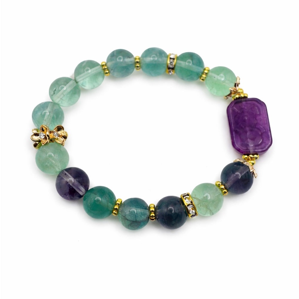 Rainbow Fluorite Gemstone Stretchy Bracelet