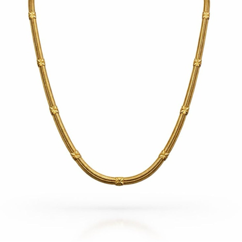 3mm Gold Starbust Herringbone Link Chain