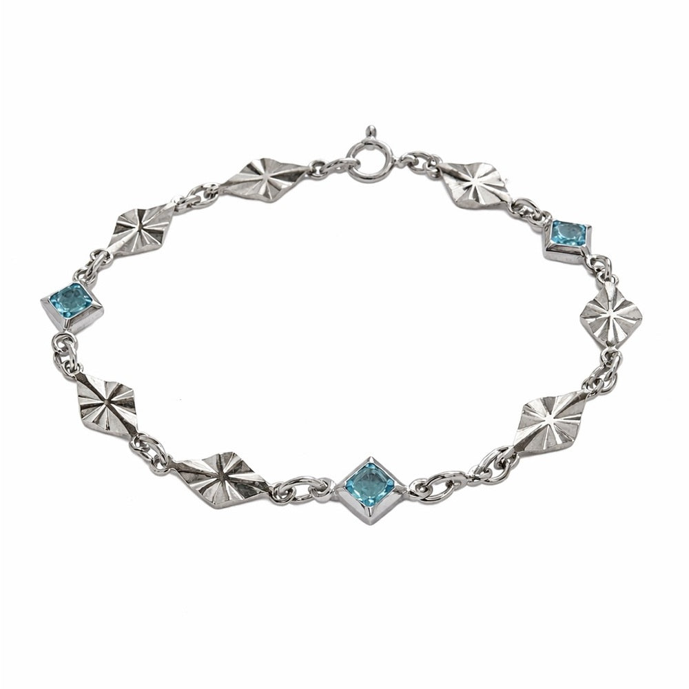 Swiss Blue Crystal Diamond Bracelet 7”