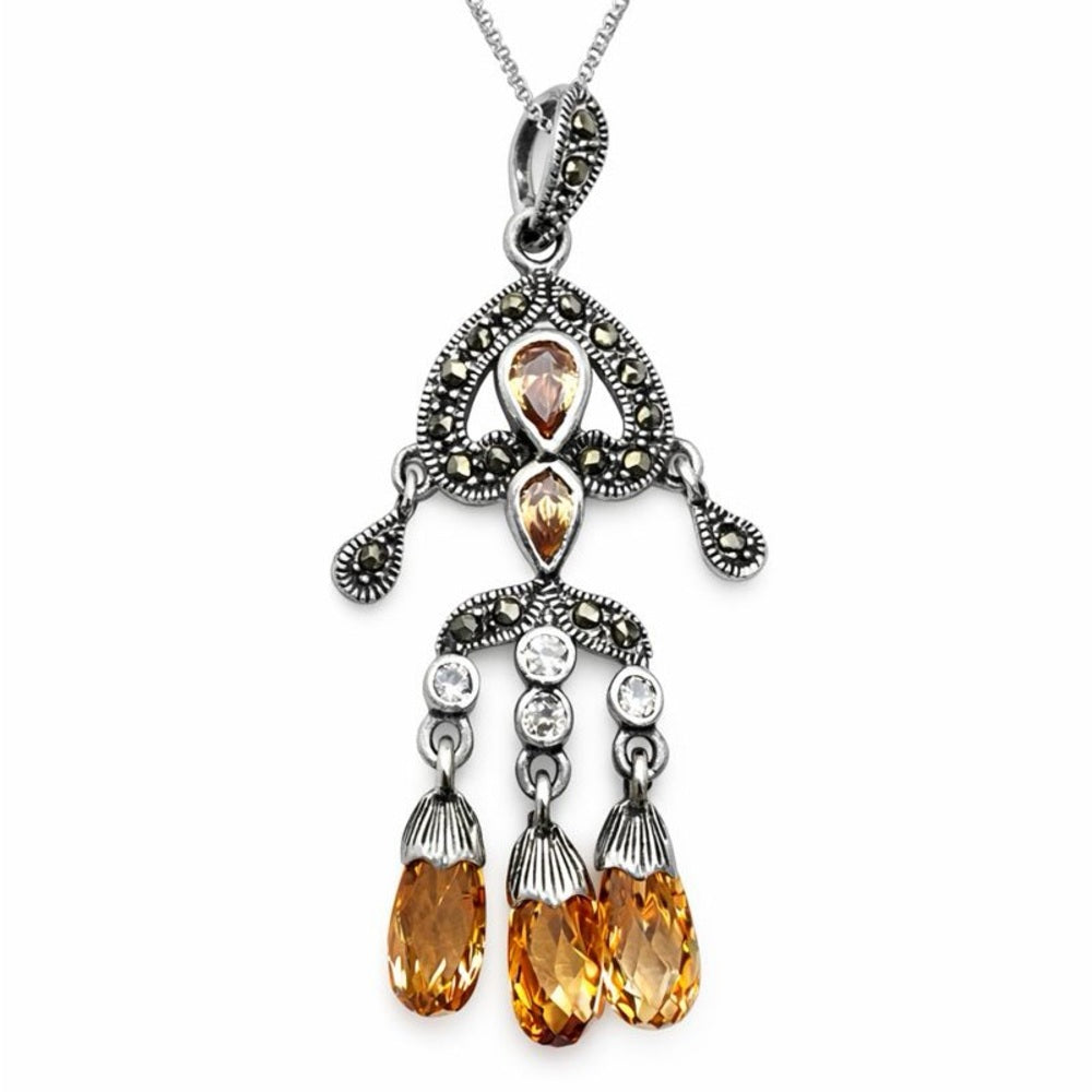 Marcasite and Swarovski Crystal Chandelier Pendant