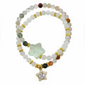 Clear Quartz & Garden Quartz Star Double Stretchy Bracelet