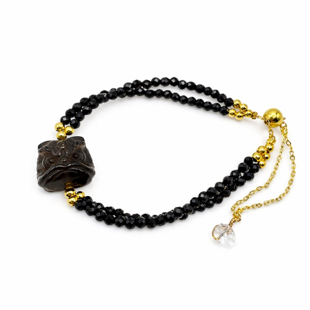 Owl Black Spinel Owl Gold Bracelet